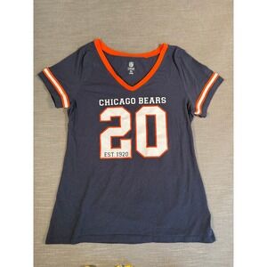 NFL Team Apparel Chicago Bears Womens XL V-Neck T-Shirt Navy Blue Orange 20 XL